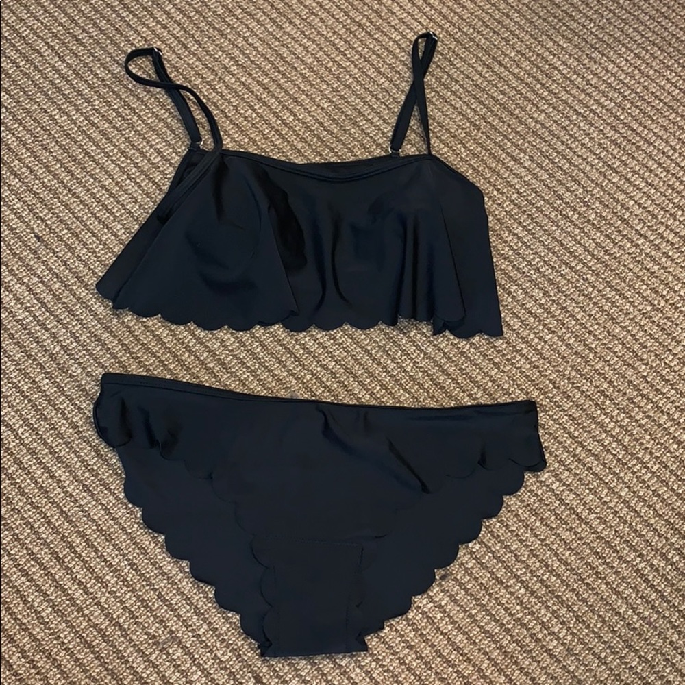 Black Scalloped Bikini Set